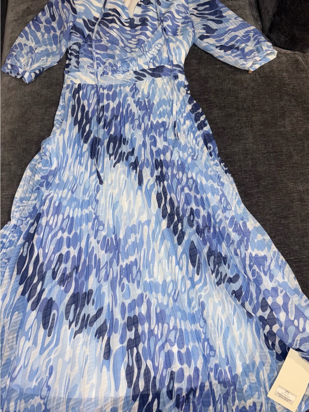 Blue Abstract Print Women’s Midi Dress